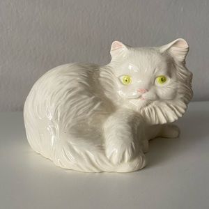 Vintage 1980s Porcelin Glazed Cat Decor